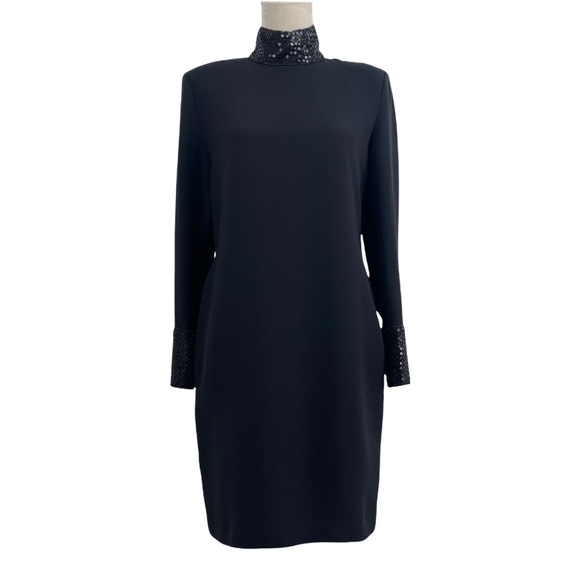 Ellen Tracy Dresses & Skirts - Vintage Linda Allard Ellen Tracy Embellished Sequin Beaded Black Cocktail Dress